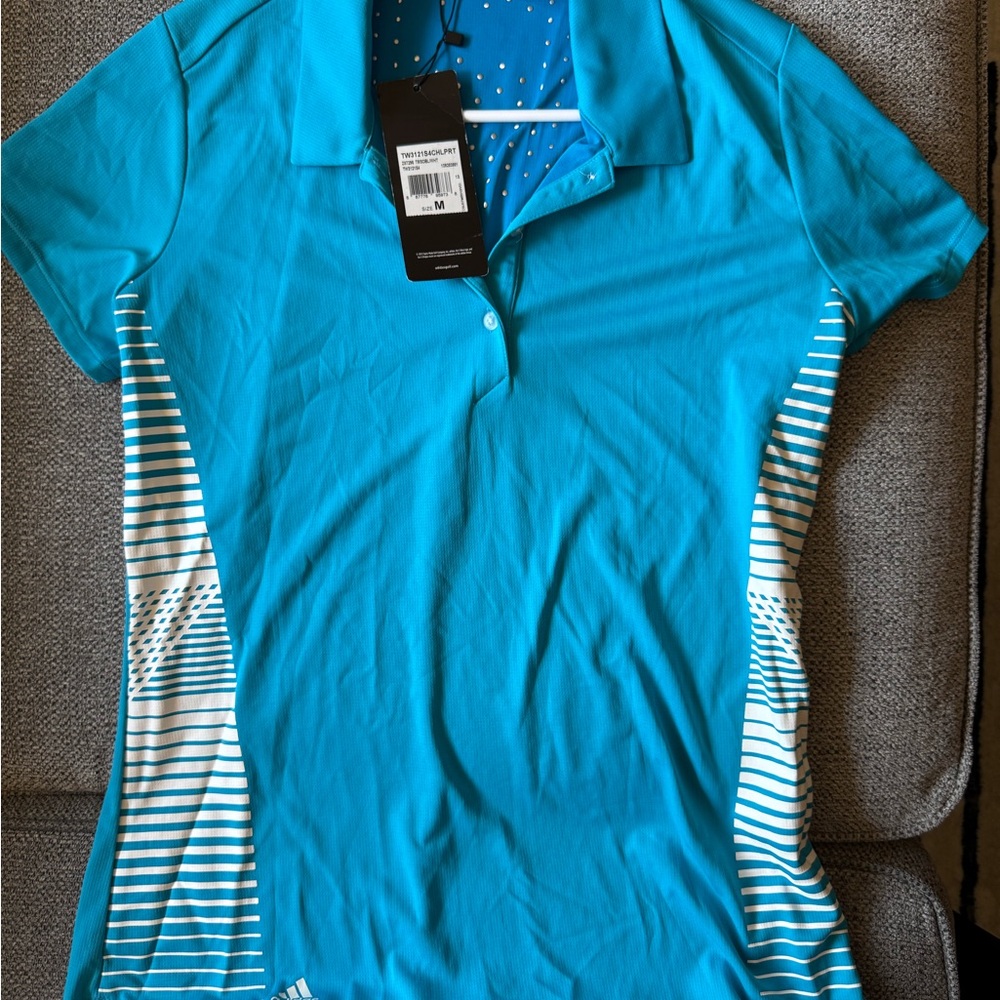 adidas Women's Aqua Striped Polo Shirt